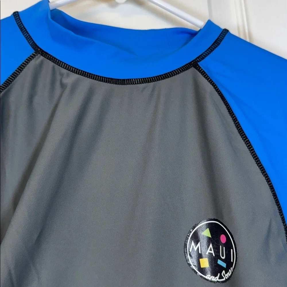 Maui & Sons L/S Swim Shirt Rash Guard SPF 50+ Protection Size Large EUC #5856